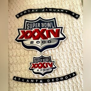 Beautifully embroidered leather patches from Super Bowl 34.